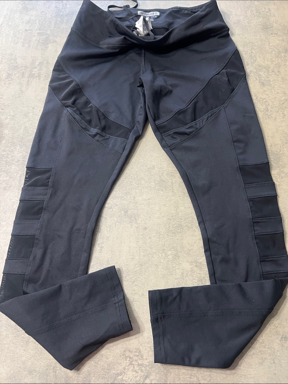 Forever 21 Black High-Waist Mesh Panel Leggings